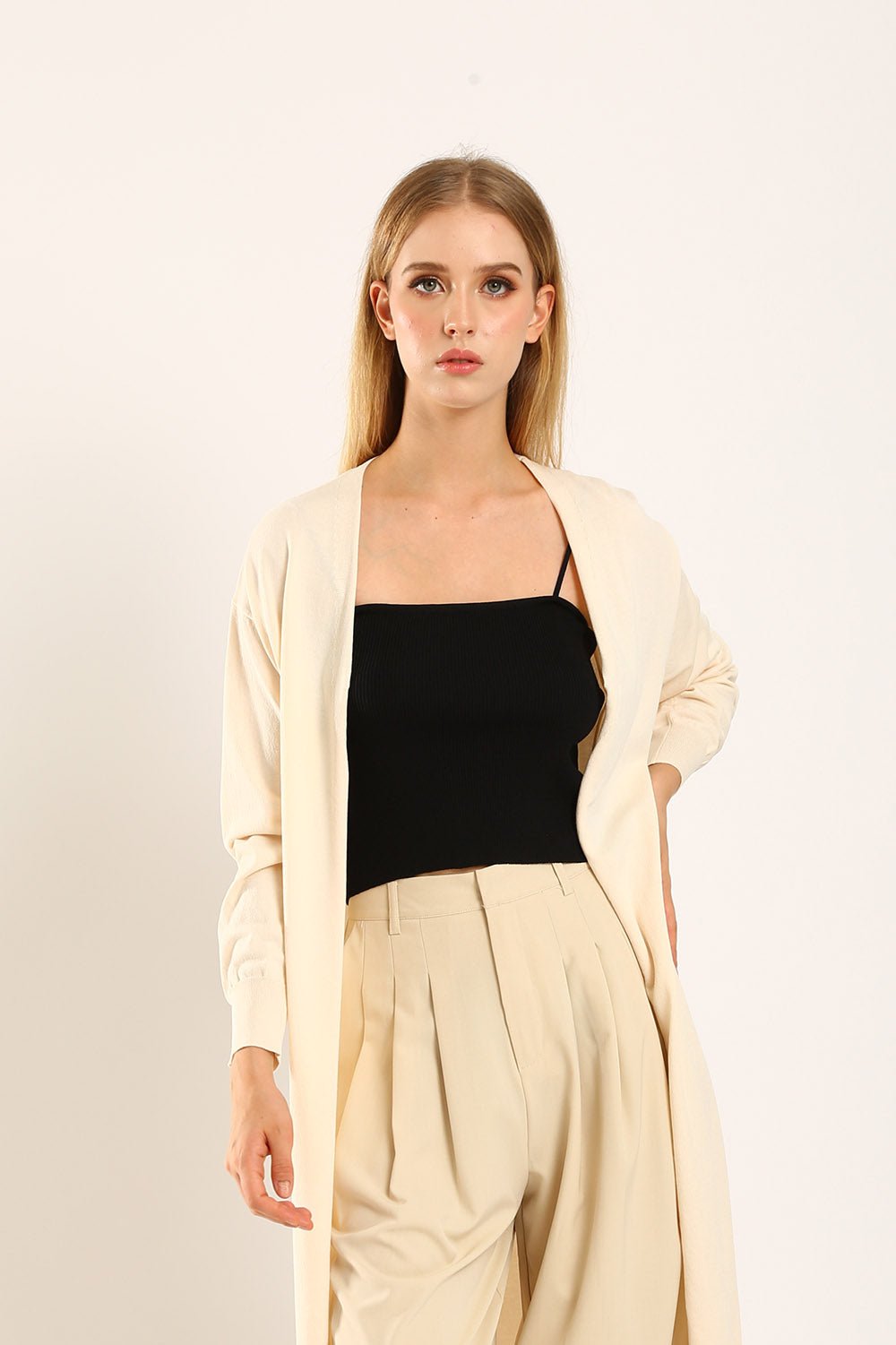 Tonie Long Knit Cardigan in Apricot