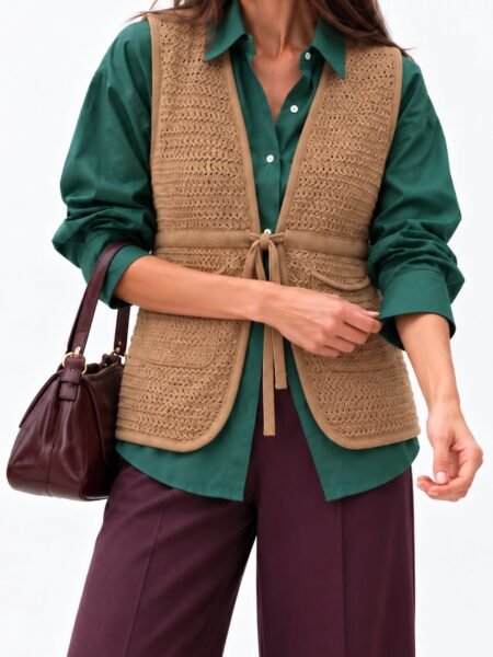 The Camel Tie-Front Knit Vest