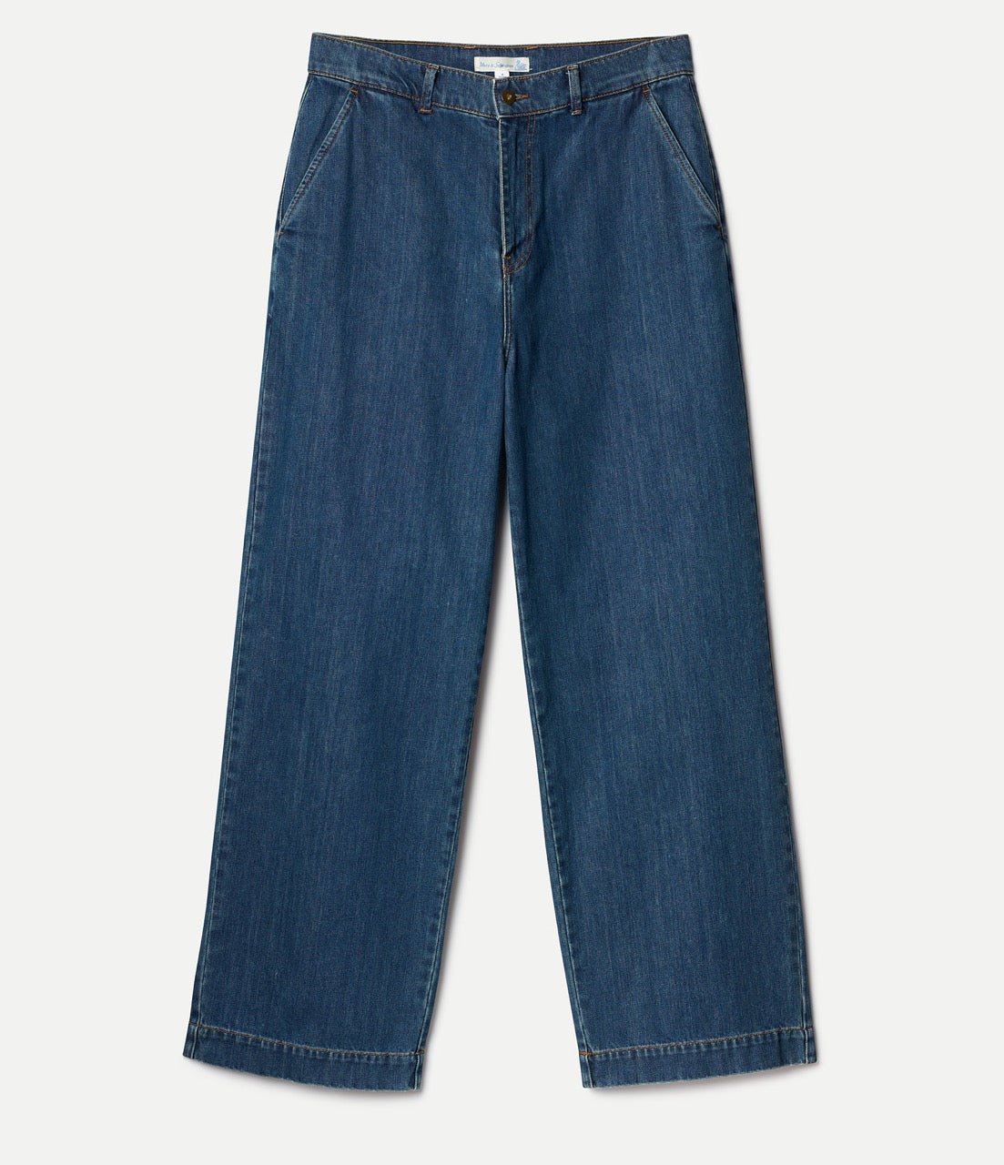 1940s Cotton Denim High Rise Wide Leg Chino - Image 2