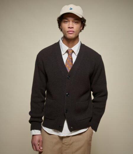 Sturdy Ribbed Merino Wool-Cashmere Cardigan