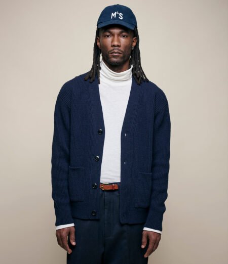 Sturdy Ribbed Merino Wool-Cashmere Cardigan