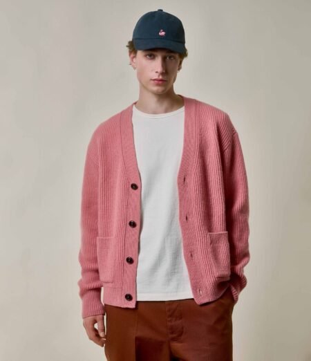Sturdy Ribbed Merino Wool-Cashmere Cardigan