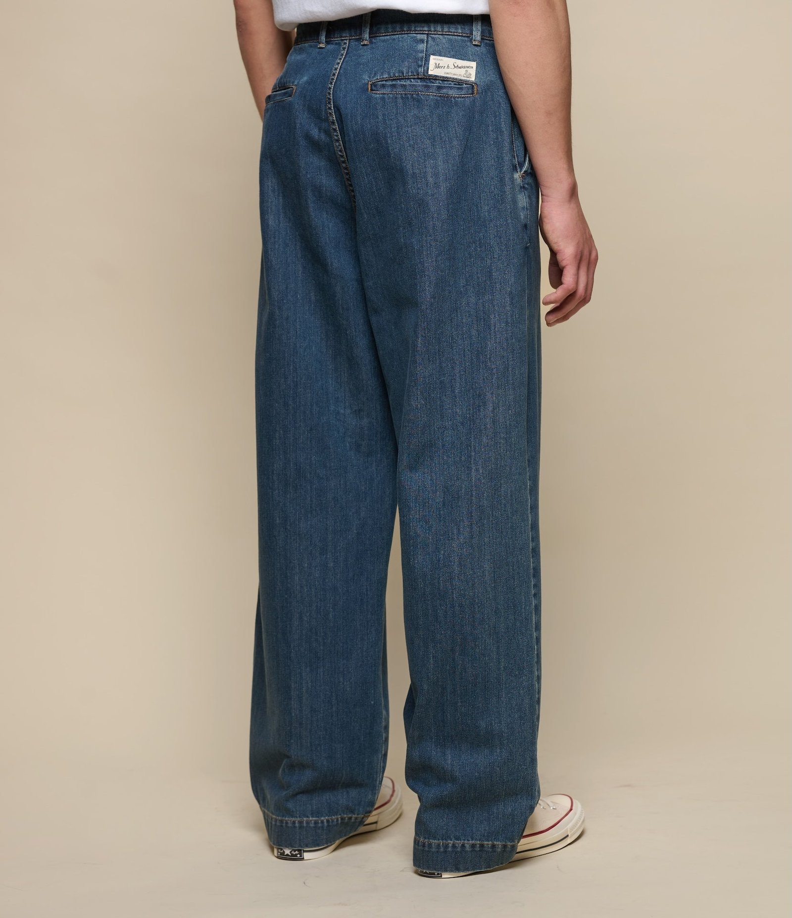 1940s Cotton Denim High Rise Wide Leg Chino - Image 5