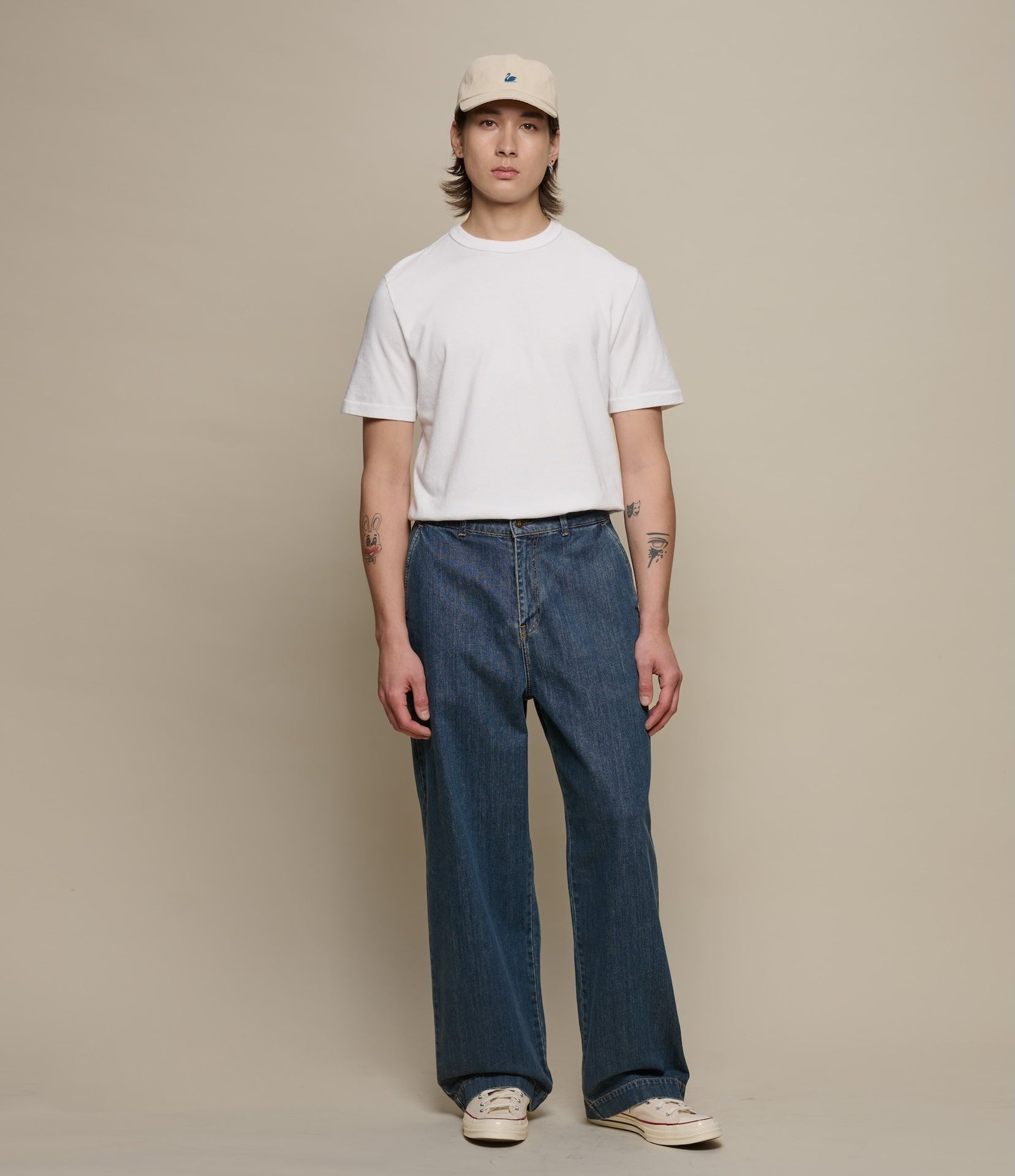 1940s Cotton Denim High Rise Wide Leg Chino - Image 6