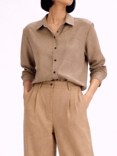 Beige Relaxed-Fit Drop-Shoulder Top