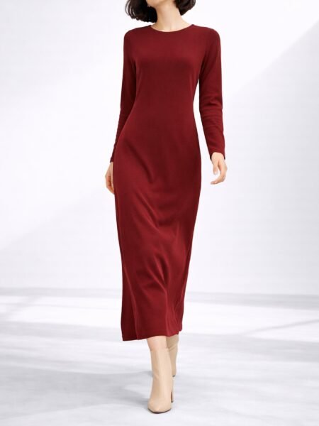 Maroon Crewneck Maxi