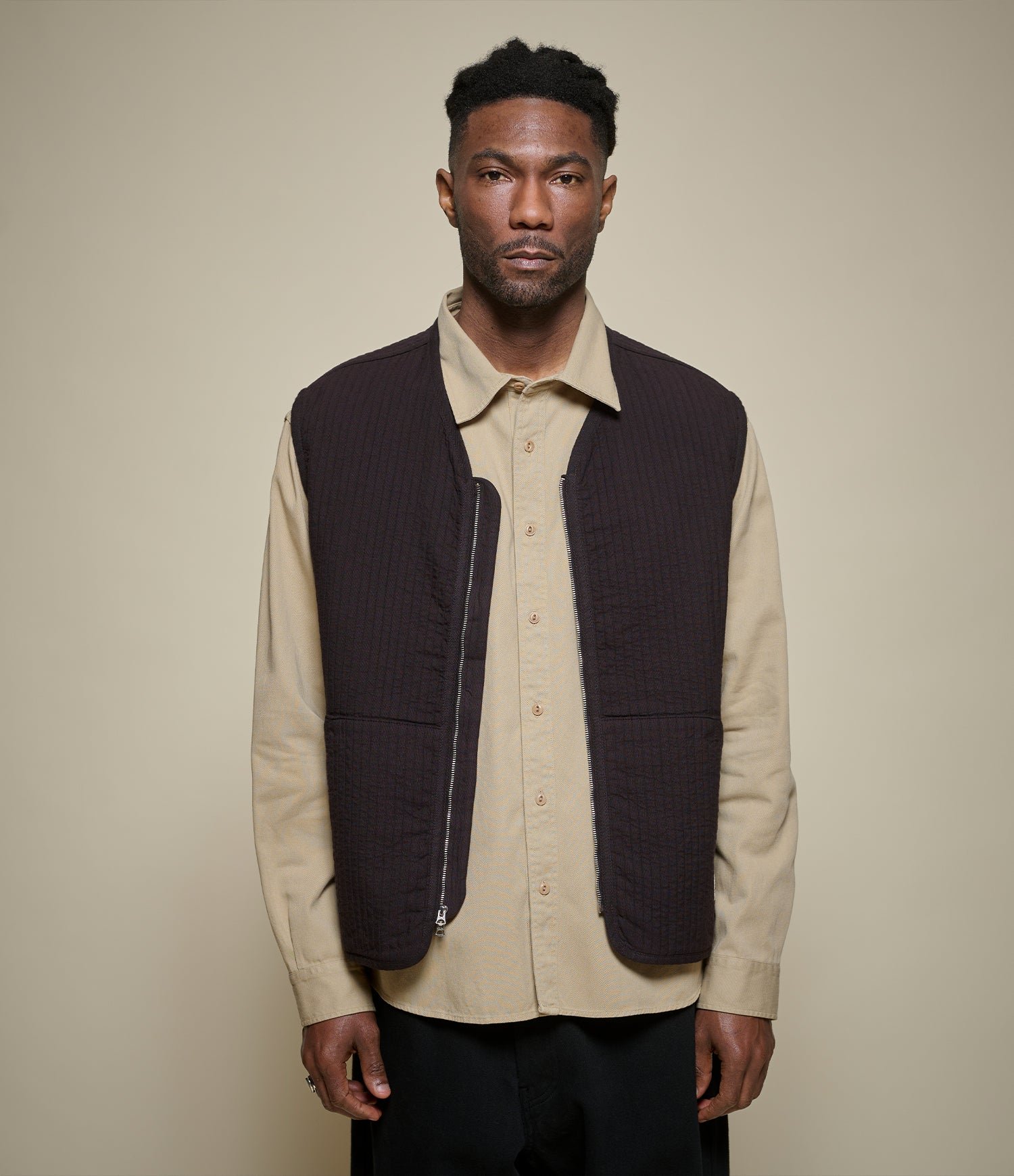 Padded Cotton Zip Vest
