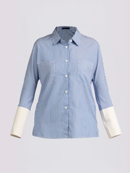 Blue Bold Cuff Pinstripe Button-Down Shirt