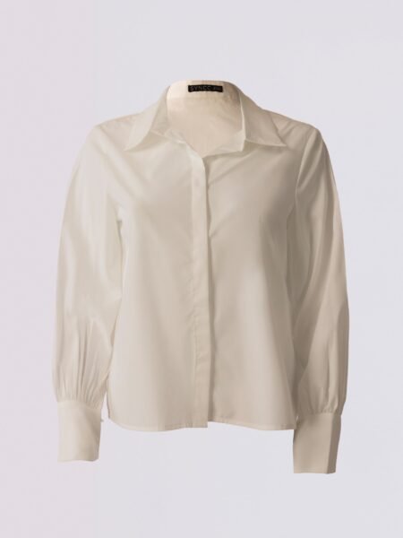 White Bishop-Sleeve Blouse