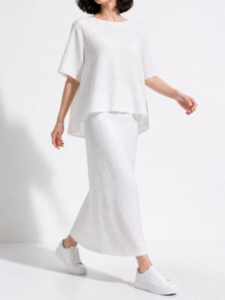 White Textured Skirt