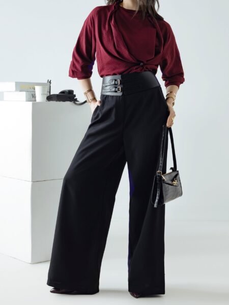 Textured Woven Draped Wrap Top